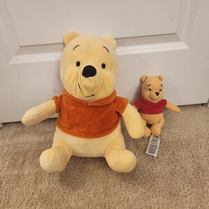 Set Of 2 Disney Winnie The Pooh Stuffed Animals Plush 12" + 7" #K
